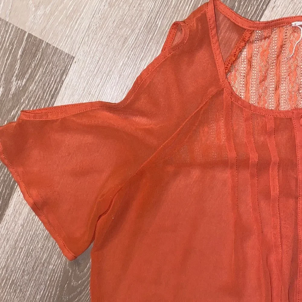 Blu Pepper Peek-a-Boo Sheer Button-Down Top - Picture 3 of 7